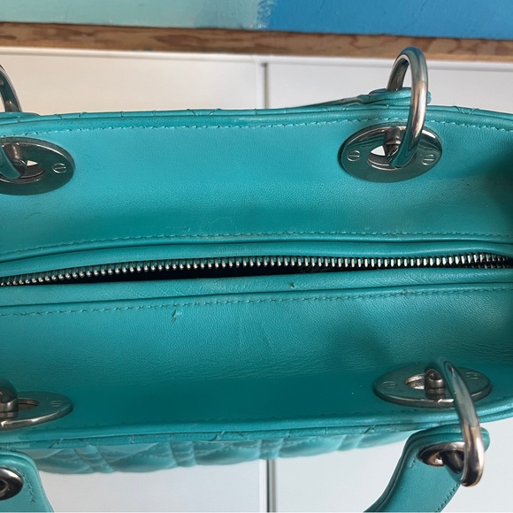 RARE Turquoise Medium Lady Dior in Vintage Style Christian Dior Lambskin - Picture 15 of 16